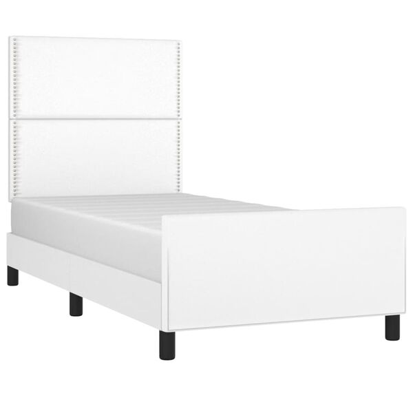 vidaXL Estrutura de cama c/ cabeceira couro artificial 80x200cm branco