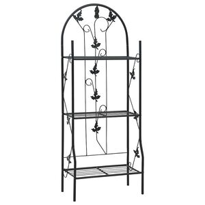 vidaXL Suporte para plantas com 3 prateleiras 52x28x128 cm ferro preto