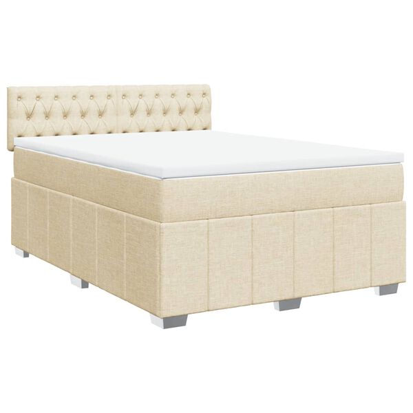vidaXL Cama com molas/colch&atilde;o 160x200 cm tecido cor creme