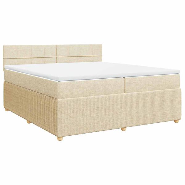 vidaXL Cama com molas/colch&atilde;o 200x200 cm tecido cor creme
