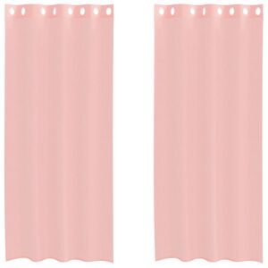 vidaXL Cortinas de voile com ilh&oacute;s 2 pcs rosa 140x245 cm