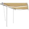 vidaXL Toldo retr&aacute;til manual com LED 3,5x2,5 m amarelo e branco