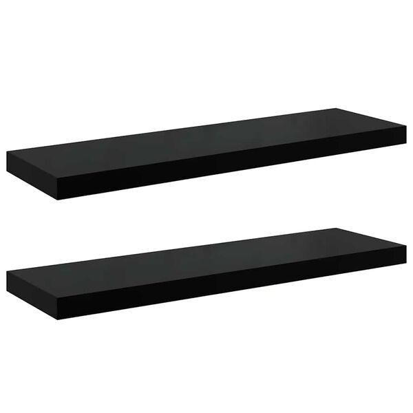 vidaXL Prateleiras de parede suspensas 2 pcs 80x23,5x3,8cm MDF preto