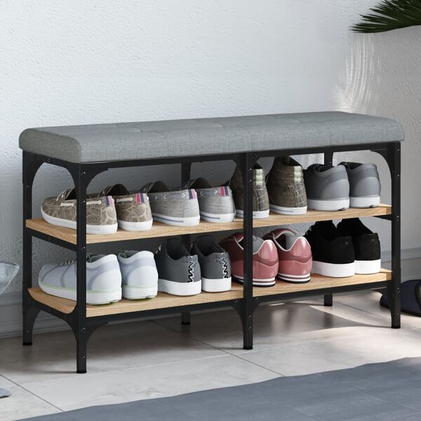 vidaXL Banco sapateira 82x32x47 cm derivados madeira carvalho sonoma