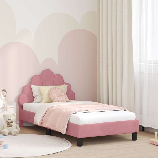 vidaXL Estrutura de Cama Infantil com Cabeceira Rosa 80 x 160 cm