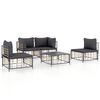 vidaXL 5 pcs conjunto lounge de jardim c/ almofad&otilde;es vime PE antracite
