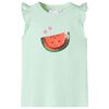 T-shirt para crian&ccedil;a manga com folhos verde-suave 128