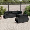 vidaXL 7 pcs conjunto de sof&aacute;s p/ jardim c/ almofad&otilde;es vime PE preto