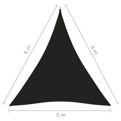 vidaXL Para-sol estilo vela tecido oxford triangular 5x6x6 m preto