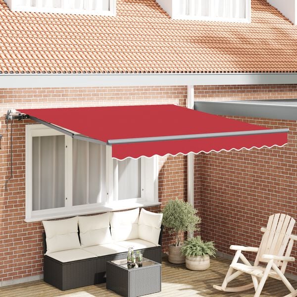 vidaXL Toldo Retr&aacute;til Vermelho 350 x 250 cm Tecido e Alum&iacute;nio