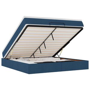 vidaXL Estrutura de cama otomana com colch&atilde;o 160x200 cm tecido azul