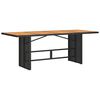 vidaXL Mesa de jardim com tampo em ac&aacute;cia 190x80x74 cm vime PE preto
