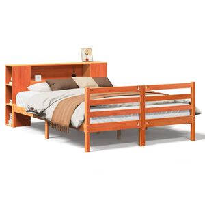 vidaXL Cama com estante sem colch&atilde;o 150x200 cm pinho maci&ccedil;o