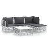 vidaXL 5 pcs conjunto lounge de jardim com almofad&otilde;es a&ccedil;o branco