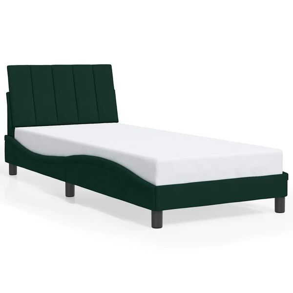 vidaXL Estrutura de cama sem colch&atilde;o Hanko 80x200 cm veludo verde-escuro