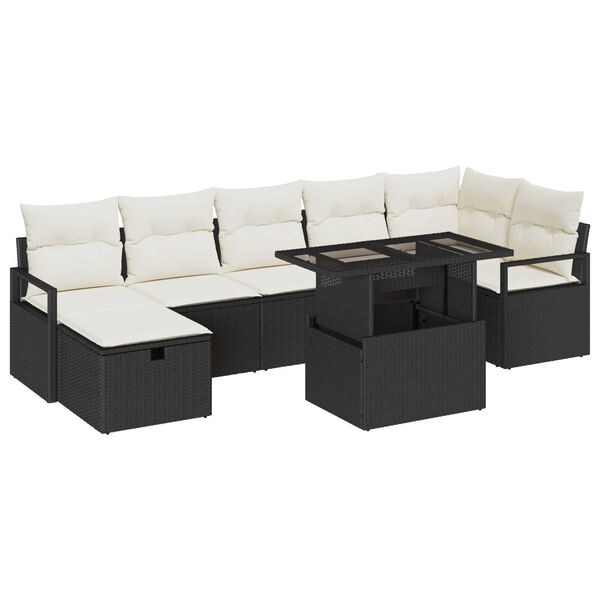 vidaXL Conjunto de Sofá de Jardim 8 pcs Preto Rattan Sintético