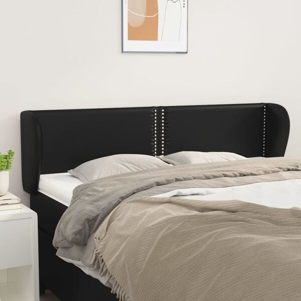 vidaXL Cabeceira cama abas couro artificial 147x23x78/88 cm preto