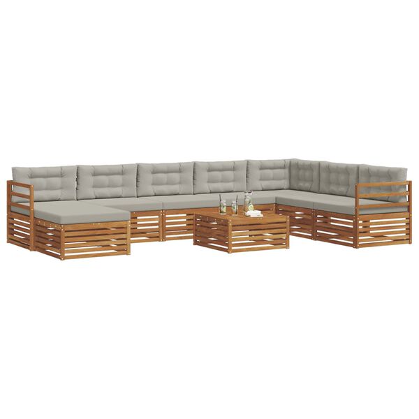 vidaXL Conjuntos de sof&aacute;s com almofada 9 pcs Cinza Natural e Claro