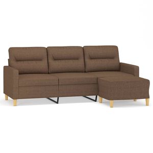 vidaXL Sof&aacute; de 3 lugares com apoio de p&eacute;s 180 cm tecido castanho