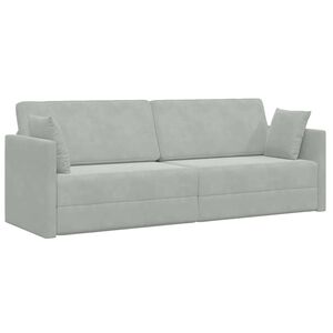 vidaXL Sof&aacute;-cama de ch&atilde;o Cinzento-claro 213 x 70 x 77 cm Veludo