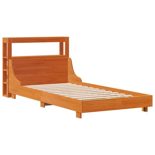 vidaXL Cama sem colchão 75x190 cm madeira de pinho maciça castanho-mel
