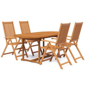 vidaXL 5 pcs conjunto de jantar para jardim madeira de ac&aacute;cia maci&ccedil;a 120-170 cm