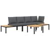 vidaXL 4 pcs conjunto de sof&aacute;s p/ jardim c/ almofad&otilde;es alum&iacute;nio preto