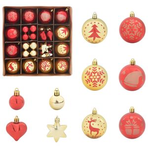 vidaXL Conjunto de Bolas de Natal 40 unid. Dourado e vermelho &Oslash; 6 cm