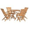 vidaXL 5 pcs conjunto de jantar p/ jardim madeira de teca maci&ccedil;a