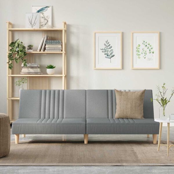 vidaXL Sof&aacute;-cama tecido cinzento-claro