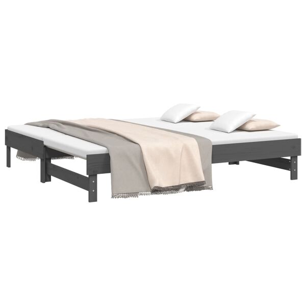 vidaXL Estrutura sof&aacute;-cama de puxar 2x(90x190) cm pinho maci&ccedil;o cinza