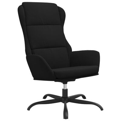 vidaXL Cadeira de descanso com apoio pés tecido de microfibra preto