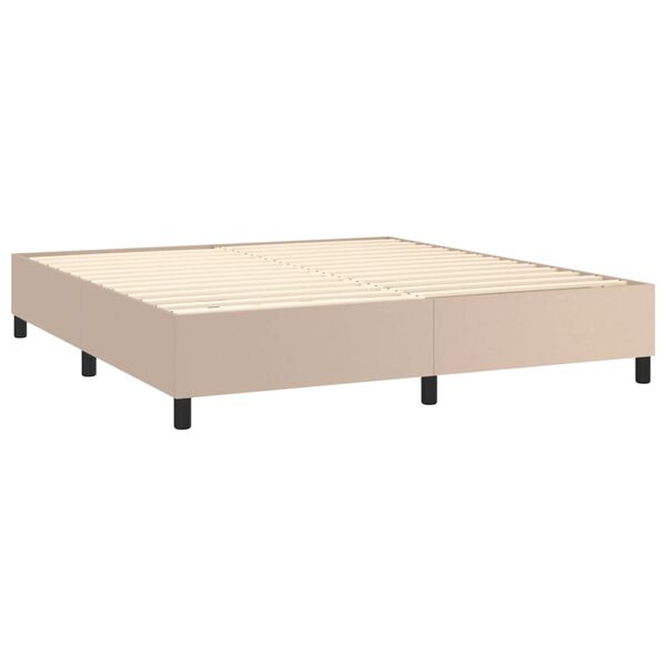vidaXL Cama com molas/colch&atilde;o 180x200 cm couro artificial cappuccino