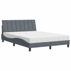 vidaXL Cama com colch&atilde;o Hanko 140x200 cm veludo cinzento-escuro