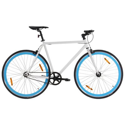 vidaXL Bicicleta de mudanças fixas 700c 59 cm branco e azul