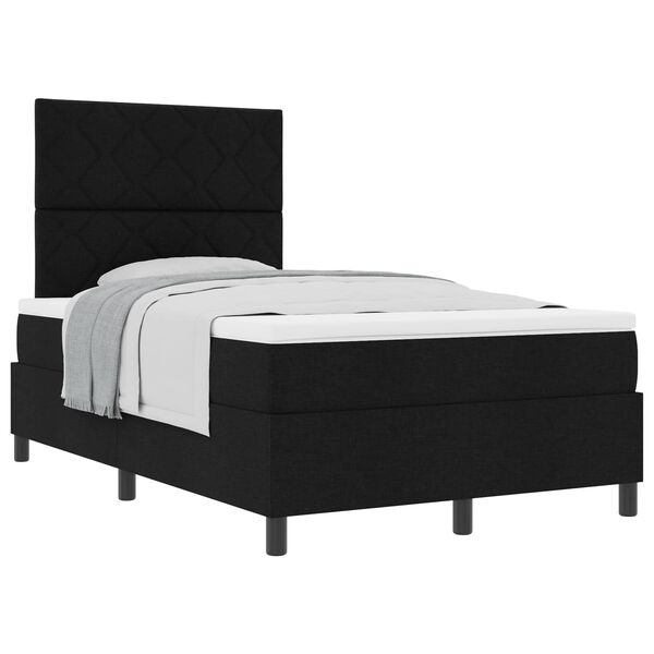 vidaXL Cama Box com colch&atilde;o com cabeceira Preto 120 x 190 cm tecido