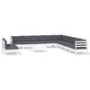 vidaXL 12 pcs conj. lounge de jardim c/ almofad&otilde;es pinho maci&ccedil;o branco