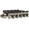 vidaXL 15 pcs conj. jantar jardim c/ almofad&otilde;es vime PE cinzento-claro