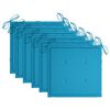 vidaXL Cadeiras de jardim c/ almofad&otilde;es azuis 6 pcs teca maci&ccedil;a