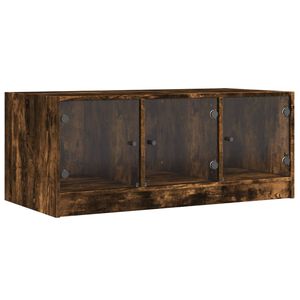 vidaXL Mesa de centro c/ portas de vidro 102x50x42 cm carvalho fumado