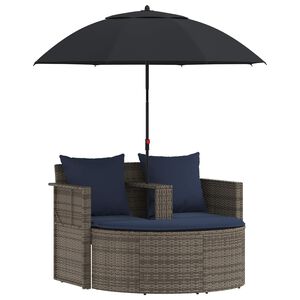 vidaXL Sof&aacute; de jardim 8 unid. vime PE Cinza e Azul Marinho