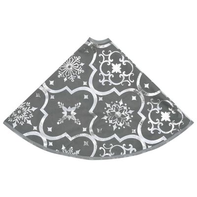 vidaXL Saia de árvore de Natal luxuosa 90 cm com meia tecido cinzento