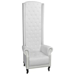 vidaXL Poltrona de costas altas couro artificial branco