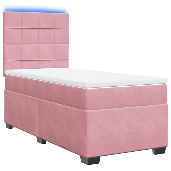 vidaXL Cama com molas/colch&atilde;o 90x190 cm veludo rosa