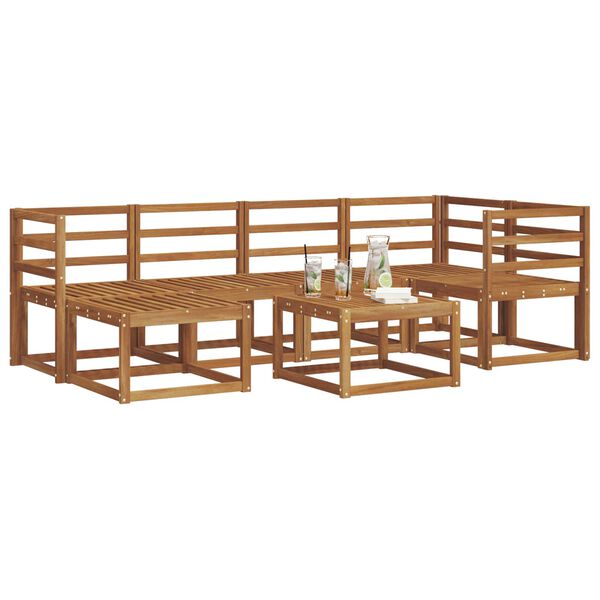 vidaXL Conjunto de Sof&aacute;s para Exterior 7 pcs Cinza Natural e Claro