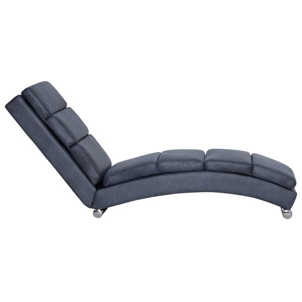 vidaXL Chaise longue camurça artificial cinzento