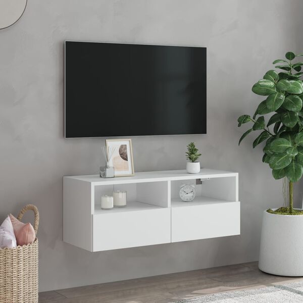 vidaXL Móvel de parede p/ TV 80x30x30 cm derivados de madeira branco