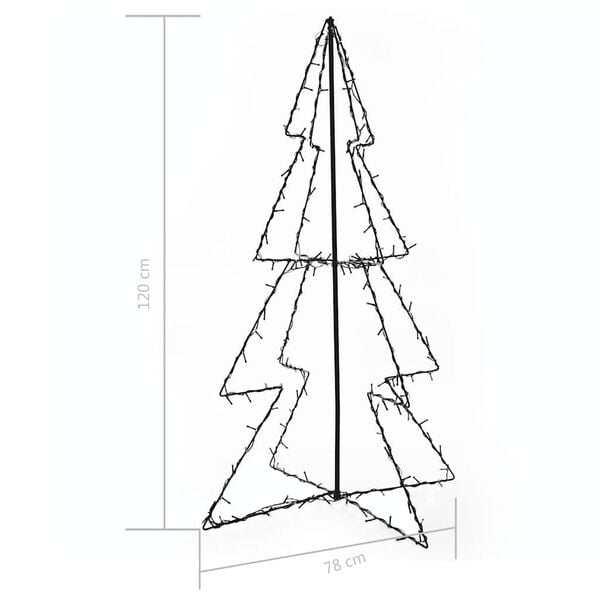 vidaXL Árvore de Natal em cone 160 LEDs 78x120 cm interior e exterior