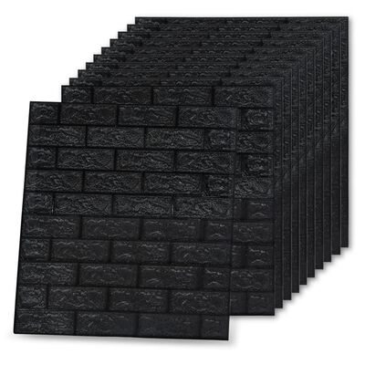 vidaXL Papel de parede 3D autoadesivo tijolos 40 pcs preto