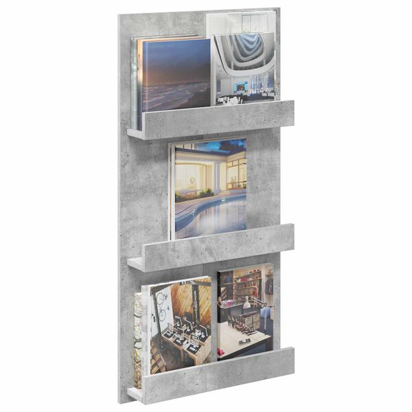 vidaXL Estante de Revistas com prateleira Cinzento 51 x 11 x 102 cm